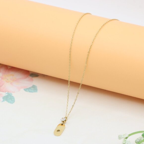 Gold Plated Star Pendant Necklace with Crystal Accent, XPNL0374 - Picture 2 of 14